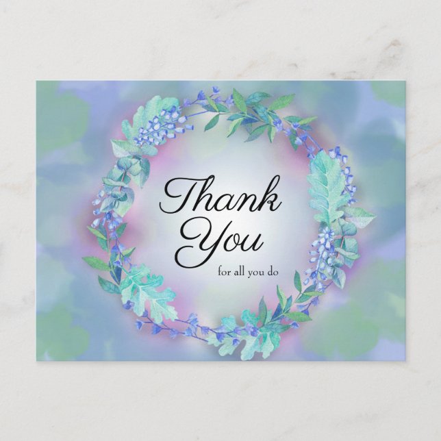 Carte Postale Merci Pour Tout Ce Que Vous Faites Blue Purple Flo (Devant)