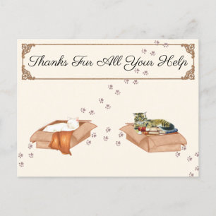 Carte Postale Merci pour toute votre aide ! Chats dans des boîte