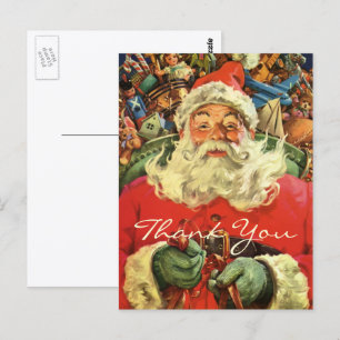 Carte Postale Merci pour un Noël vintage