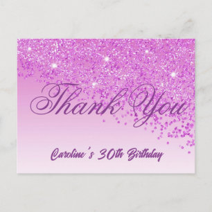 Carte Postale Merci pour vos 30 ans, Paillettes Roses