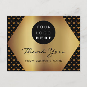 Carte Postale Merci Pour Votre Achat Coeur Noir Logo Or