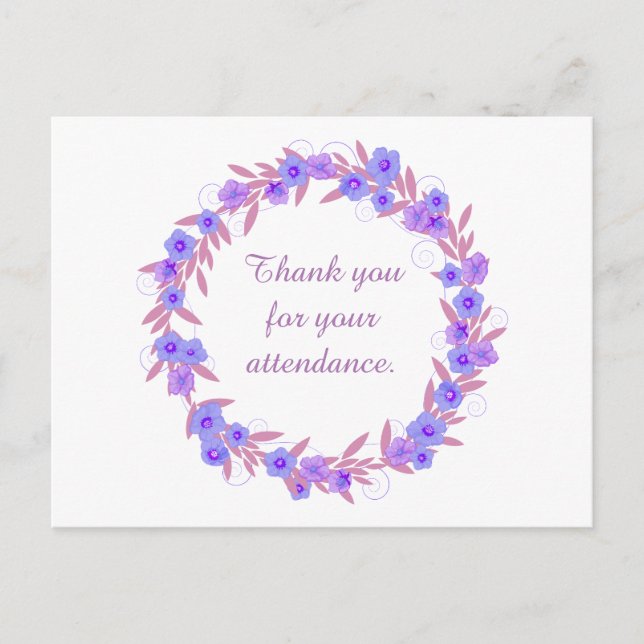 Carte Postale Merci pour votre assiduité florale violette (Devant)