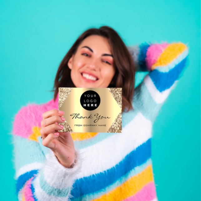 Carte Postale Merci Pour Votre Parties scintillant D'Achat Logo  (Unlock golden opportunities with the #FlorenceK Golden Glam Glitter gift certificate. #GoldenGlam )
