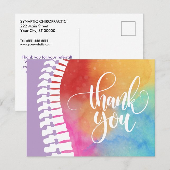 Carte Postale Merci Pour Votre Référence 1 Chiropratique (Devant / Derrière)