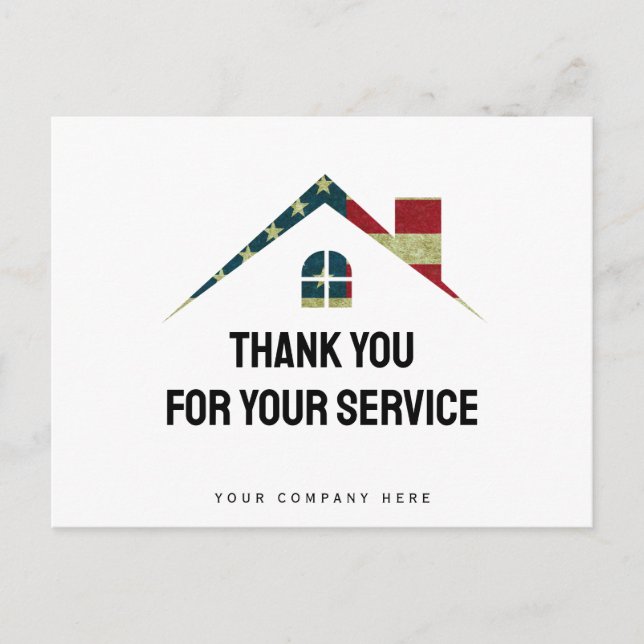 Carte Postale Merci pour votre service Immobilier Militaire (Devant)