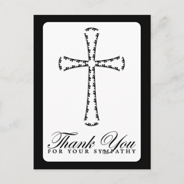 Carte Postale merci pour votre sympathie (croix élégante) (Devant)