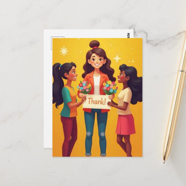 Carte Postale "Merci, Professeur !" (Devant/Arrière en situation)