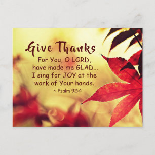 Carte Postale Merci, Psaume 92:4 Bible Verse