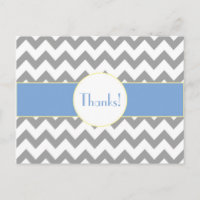 Merci rayé gris et bleu de monogramme de Chevron