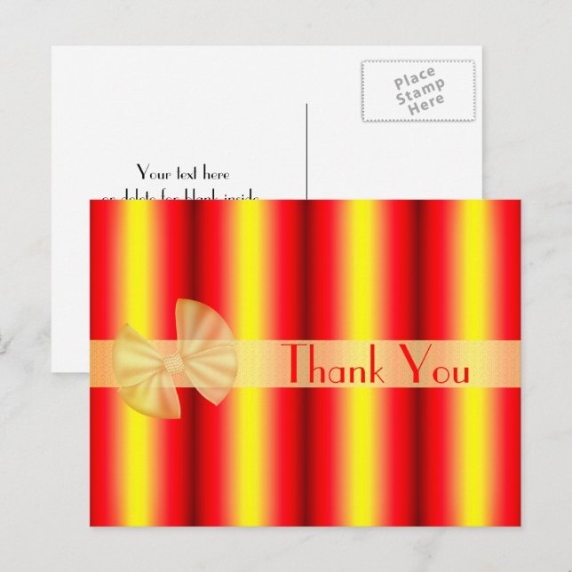 Carte postale Merci Rayures Rouges Jaunes (Devant / Derrière)