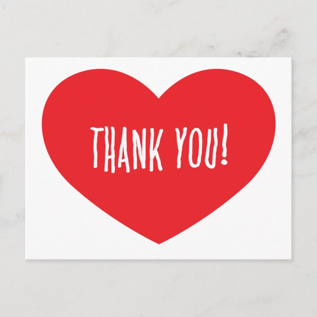 CARTE POSTALE MERCI RED HEART APPRÉCIATION AMOUR AMITIÉ S (Devant)