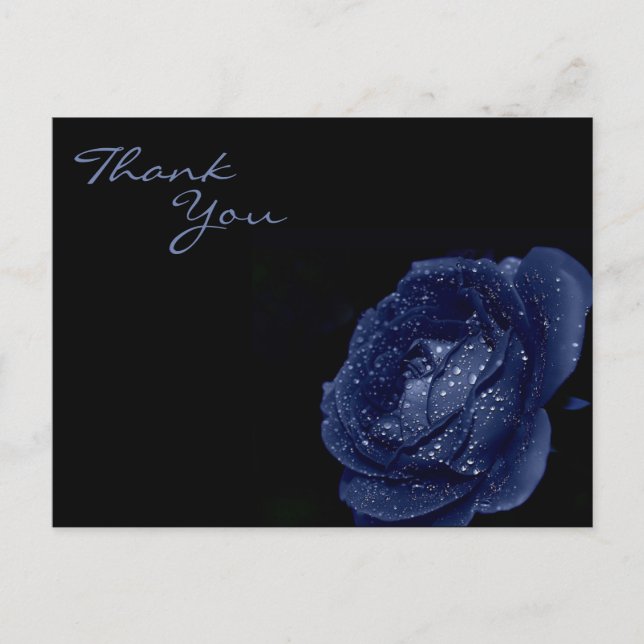 Carte Postale Merci Rose bleu (Devant)