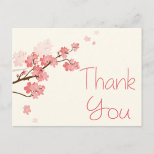 Carte Postale Merci rose cerisier fleuri Mariage