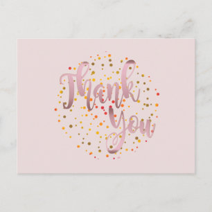 Carte Postale Merci Rose Or rose Parties scintillant propre