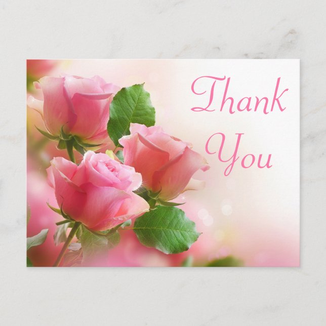 Carte Postale Merci rose rose Fleur Blank Floral Post Card (Devant)