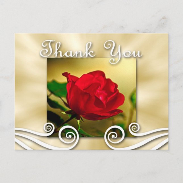 Carte postale Merci Rose rouge (Devant)