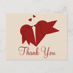 Carte Postale Merci Rouge Bourgogne LovebirdsMariage rose