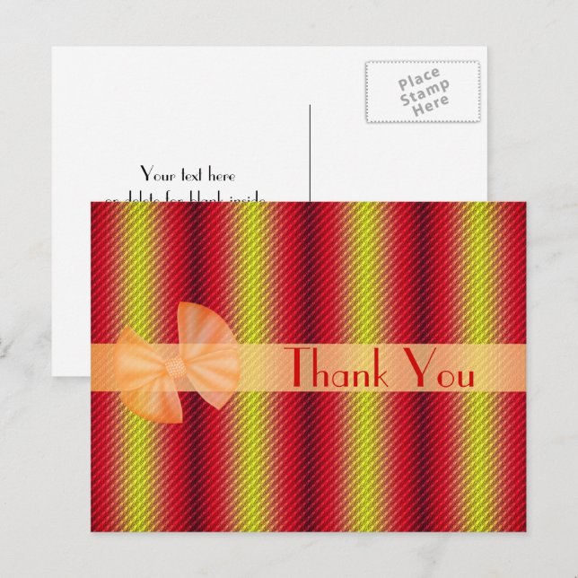 Carte postale Merci rouge jaune brillant (Devant / Derrière)