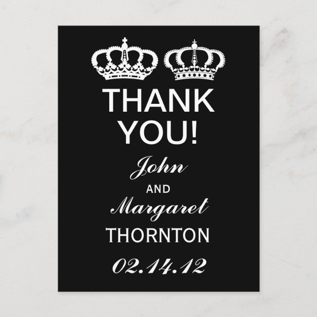 Carte Postale Merci royal noir blanc (Devant)