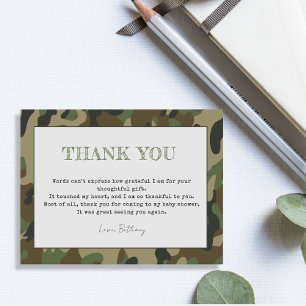 Carte Postale Merci rustique Baby shower garçon Camo