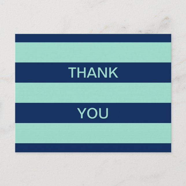 Carte postale Merci Seafoam Green et Navy Stripes (Devant)