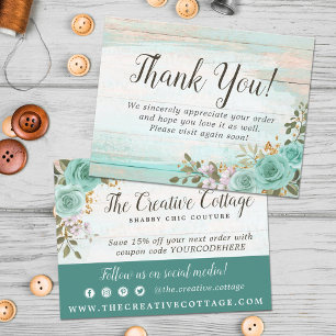 Carte postale Merci Shabby Chic Floral Rustique Bo