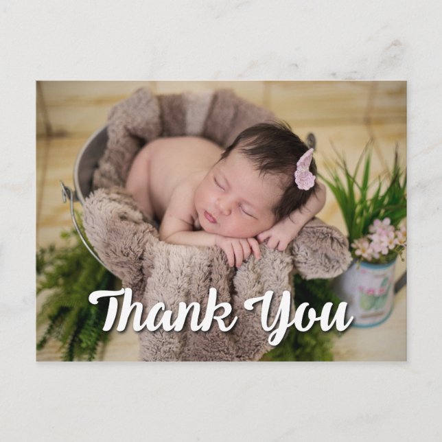 Carte Postale Merci simple 2 Photos Faire-part de naissance (Devant)