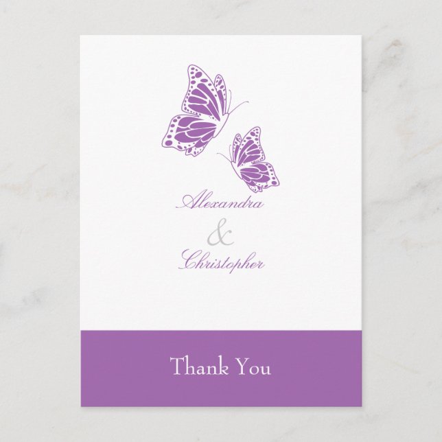 Carte Postale Merci simple à papillon violet (Devant)