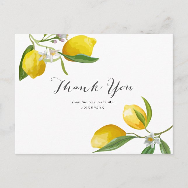 Carte Postale Merci simple de Fête des mariées de citron (Devant)