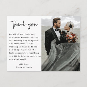Carte Postale Merci simple minimaliste personnalisé Mariage phot