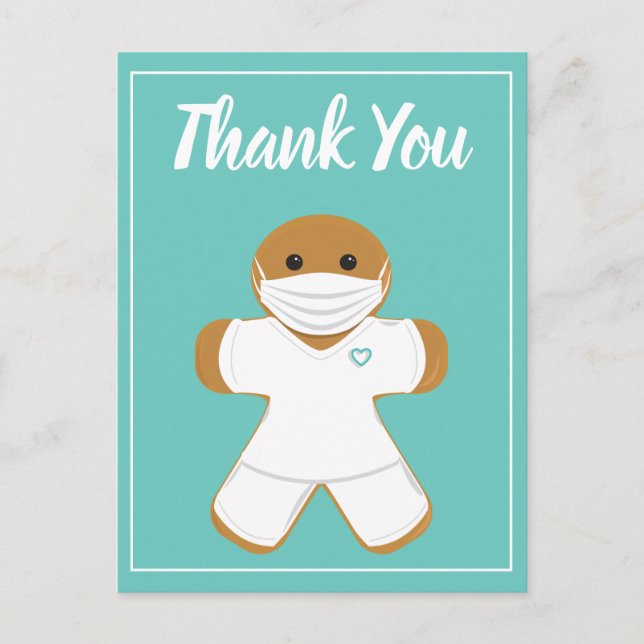 Carte Postale Merci Soins de santé Blancs Écrubs Gingerbread Hom (Devant)