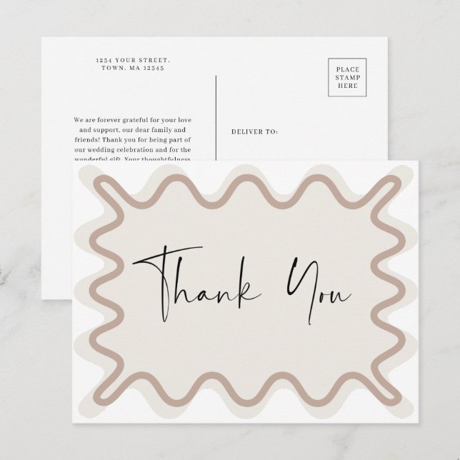 Carte postale Merci Taupe Beige (Devant / Derrière)