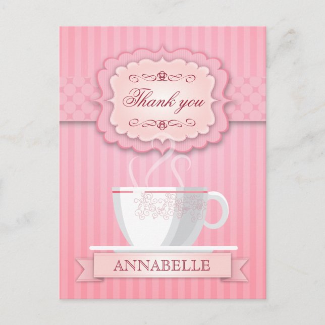 Carte Postale Merci Tea Party Fête des mariées rose (Devant)