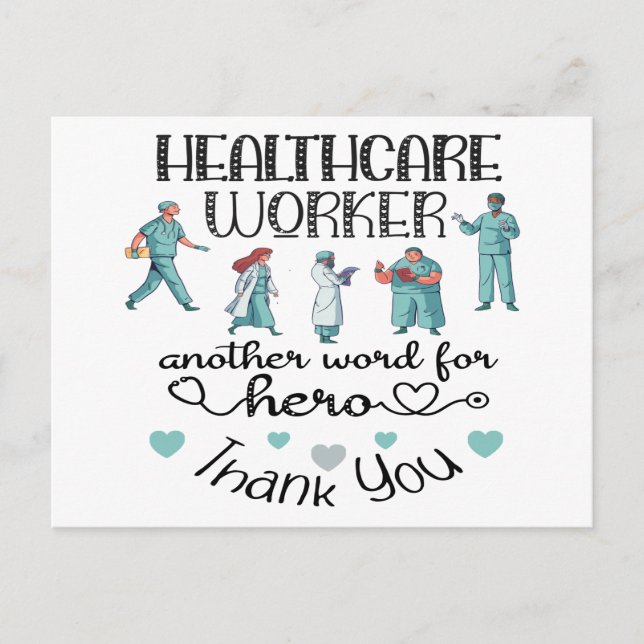 Carte Postale Merci Travailleur de la Santé Héros (Devant)