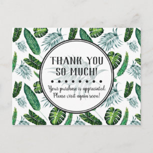 Carte Postale Merci Tropical Foliage Palm Feuilles et verdure