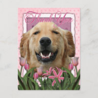 Merci - Tulipes roses - Golden Retriever - Mickey
