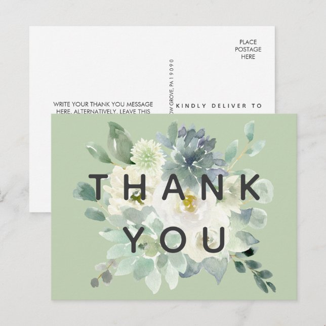 Carte Postale Merci verdoyant Succulent (Devant / Derrière)