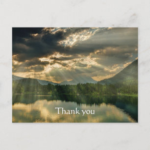 Carte Postale Merci verset biblique lever du soleil lac brisé