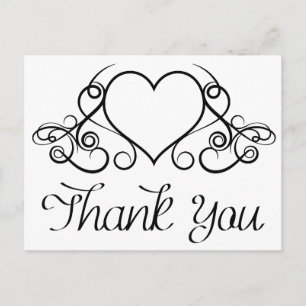 Carte Postale Merci vintage Noir Et Blanc Coeur - Mariage