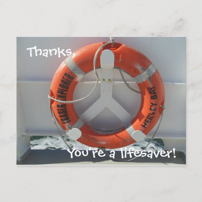 Carte Postale Merci, vous êtes un sauveteur de vie ! (Devant)