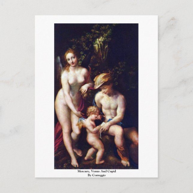 Carte Postale Mercure, Vénus Et Cupidon Par Correggio (Devant)