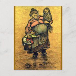 Carte Postale Mère avec deux enfants