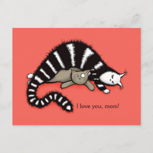 Carte Postale Mère de chat protège sa mignonne Kitty Love Maman