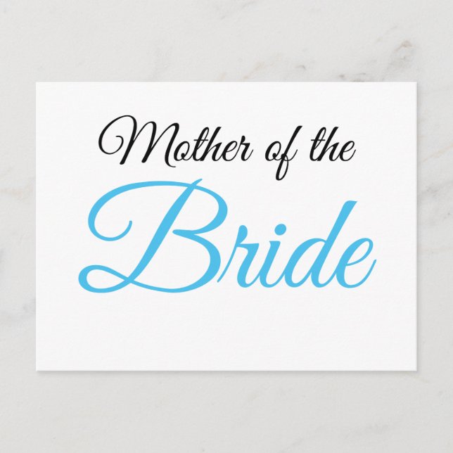 Carte Postale Mère de la mariée Script bleu (Devant)