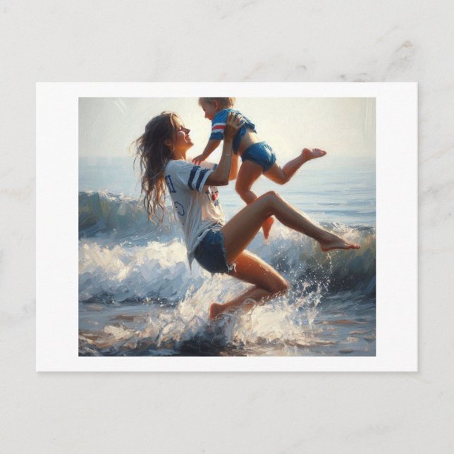 Carte Postale Mère enfant en jeu, (Devant)