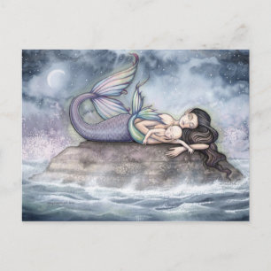 Carte postale mère et bébé de sirène