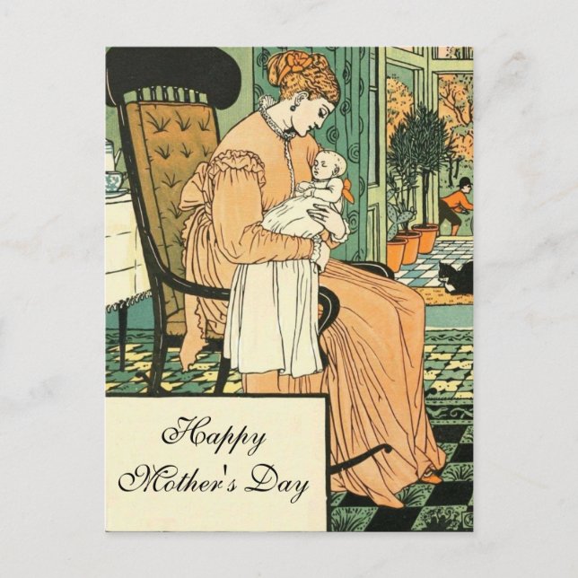 Carte Postale Mère et bébé, Vintage (Devant)