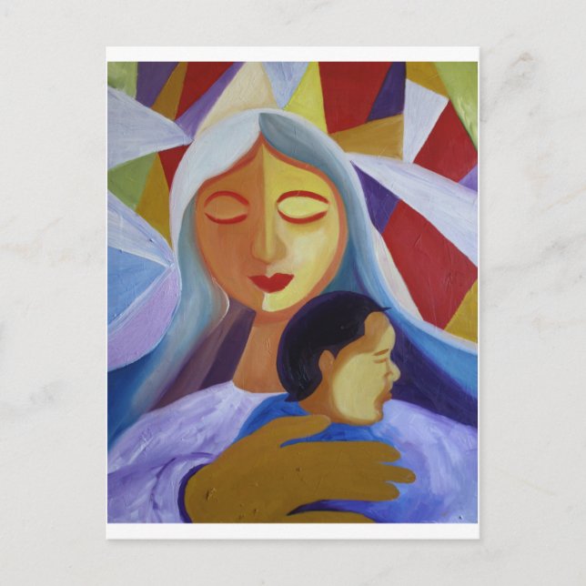 Carte Postale Mère et enfant dans le monde du cubisme (Devant)