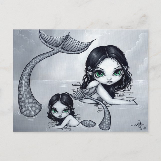 Carte postale "Mère et enfant de sirène" (Devant)