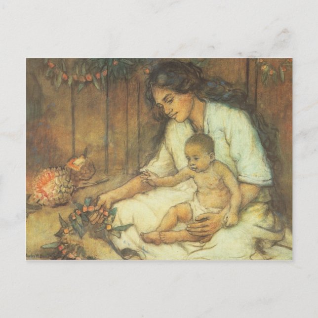 Carte Postale Mère et enfant hawaïens (Devant)